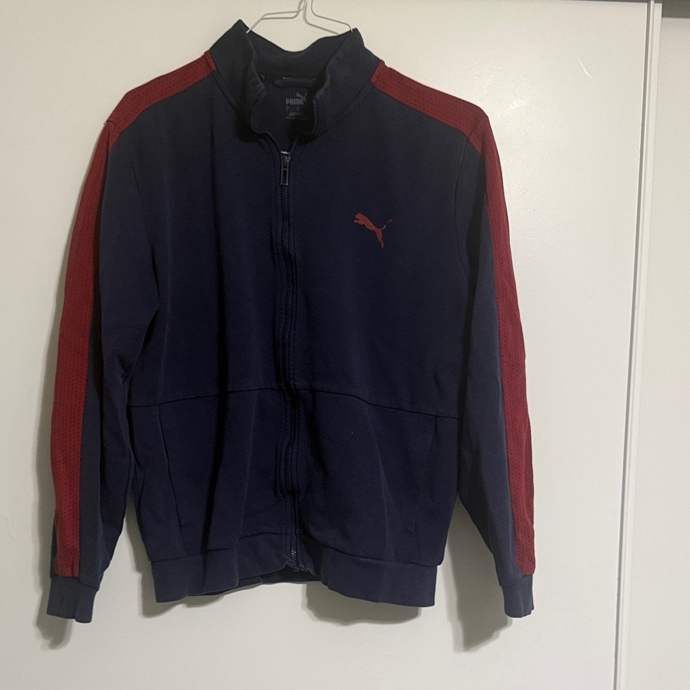 Puma Men's Zip-Up Sweater in Navy and Red